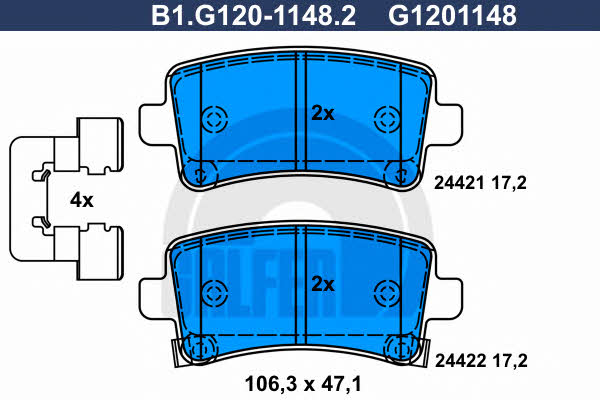 Galfer B1.G120-1148.2 Brake Pad Set, disc brake B1G12011482