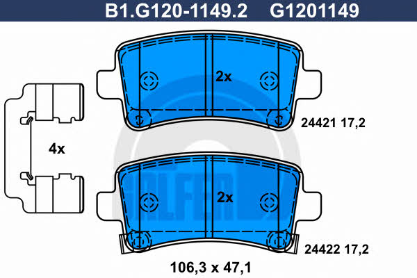 Galfer B1.G120-1149.2 Brake Pad Set, disc brake B1G12011492