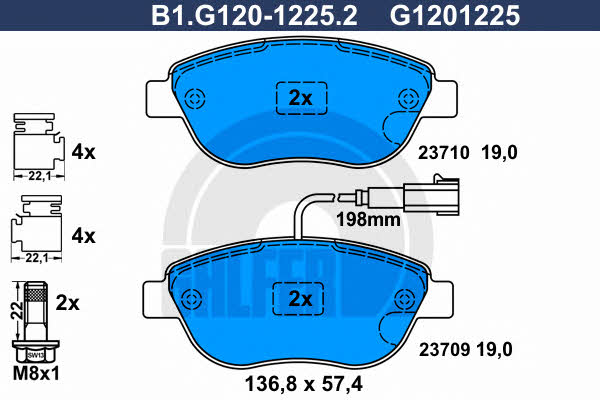 Galfer B1.G120-1225.2 Brake Pad Set, disc brake B1G12012252