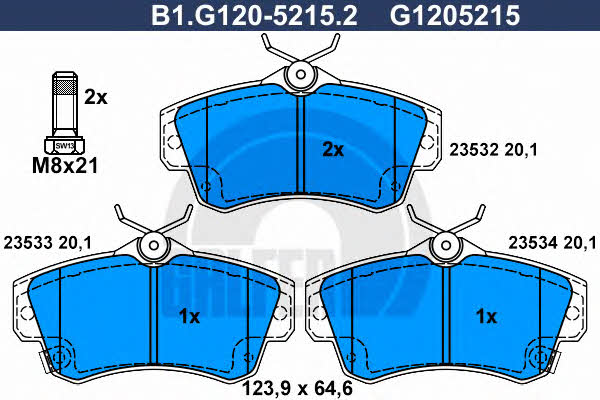 Galfer B1.G120-5215.2 Brake Pad Set, disc brake B1G12052152
