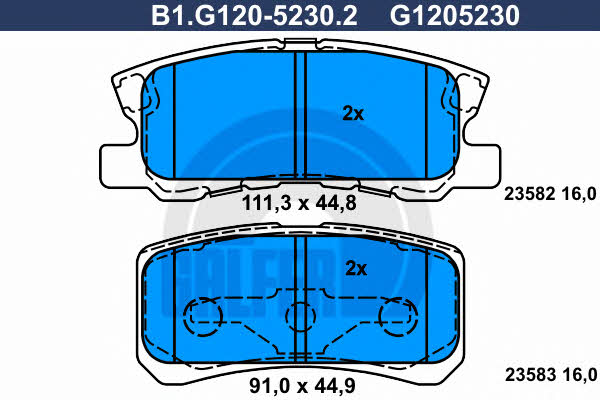 Galfer B1.G120-5230.2 Brake Pad Set, disc brake B1G12052302