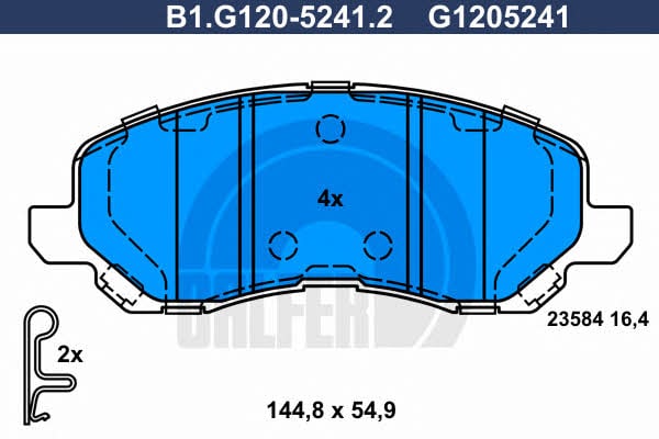 Galfer B1.G120-5241.2 Brake Pad Set, disc brake B1G12052412