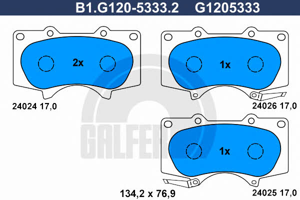 Galfer B1.G120-5333.2 Brake Pad Set, disc brake B1G12053332