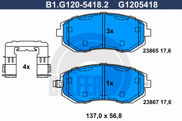 Galfer B1.G120-5418.2 Brake Pad Set, disc brake B1G12054182