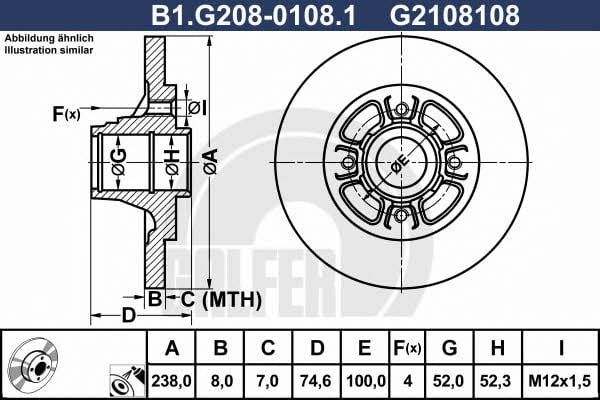 Galfer B1.G208-0108.1 Rear brake disc, non-ventilated B1G20801081