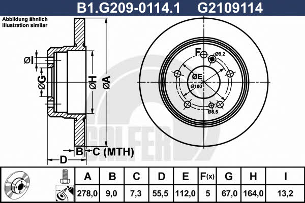 Galfer B1.G209-0114.1 Rear brake disc, non-ventilated B1G20901141