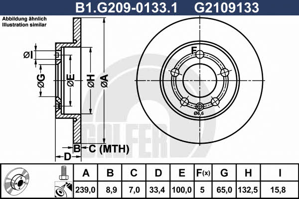 Galfer B1.G209-0133.1 Rear brake disc, non-ventilated B1G20901331