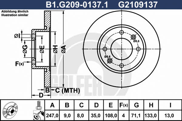 Galfer B1.G209-0137.1 Rear brake disc, non-ventilated B1G20901371