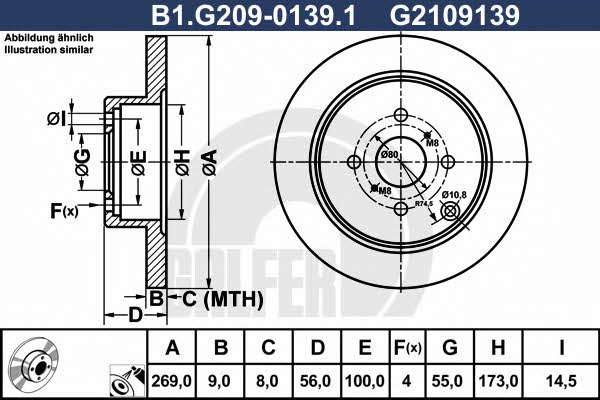Galfer B1.G209-0139.1 Rear brake disc, non-ventilated B1G20901391