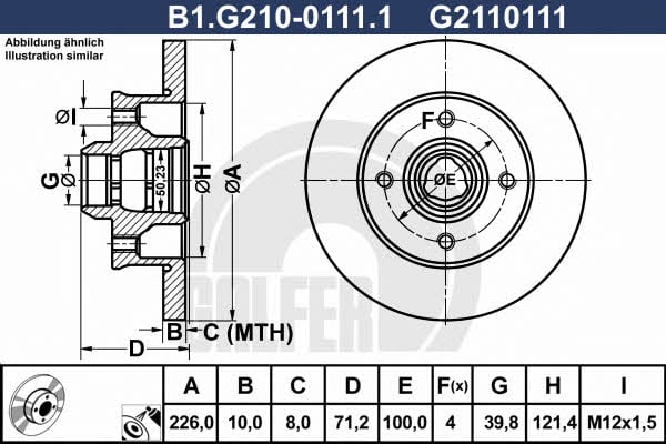 Galfer B1.G210-0111.1 Rear brake disc, non-ventilated B1G21001111