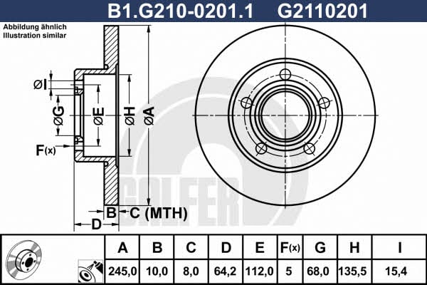 Galfer B1.G210-0201.1 Rear brake disc, non-ventilated B1G21002011
