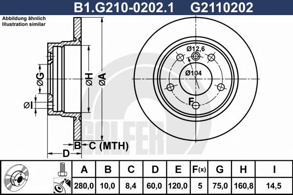 Galfer B1.G210-0202.1 Rear brake disc, non-ventilated B1G21002021