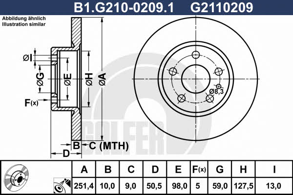 Galfer B1.G210-0209.1 Rear brake disc, non-ventilated B1G21002091