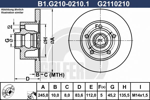 Galfer B1.G210-0210.1 Rear brake disc, non-ventilated B1G21002101