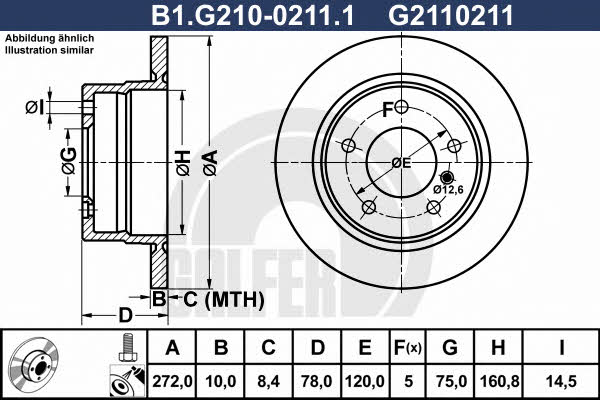 Galfer B1.G210-0211.1 Rear brake disc, non-ventilated B1G21002111