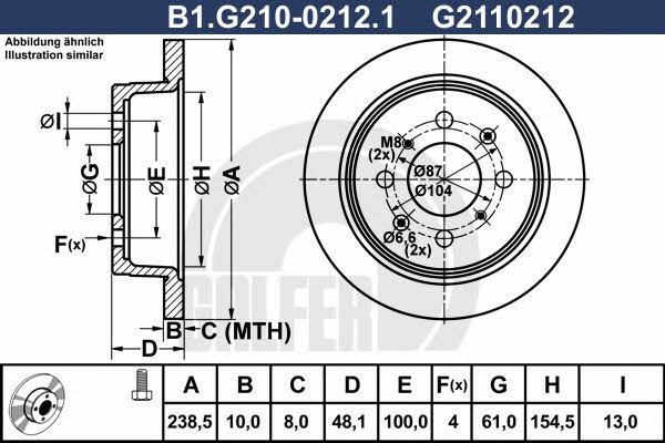 Galfer B1.G210-0212.1 Rear brake disc, non-ventilated B1G21002121