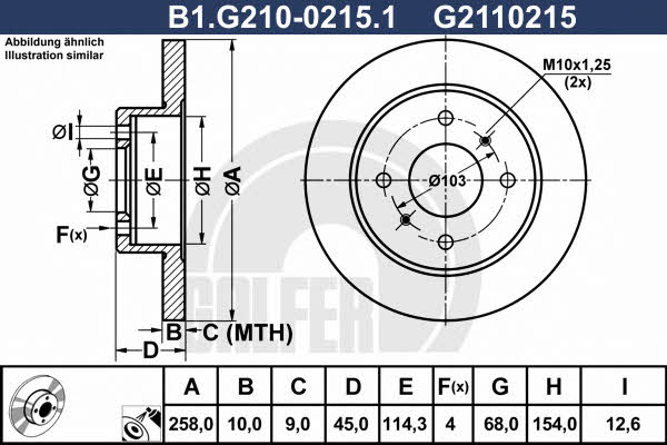 Galfer B1.G210-0215.1 Rear brake disc, non-ventilated B1G21002151