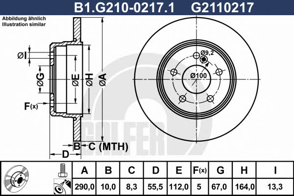 Galfer B1.G210-0217.1 Rear brake disc, non-ventilated B1G21002171