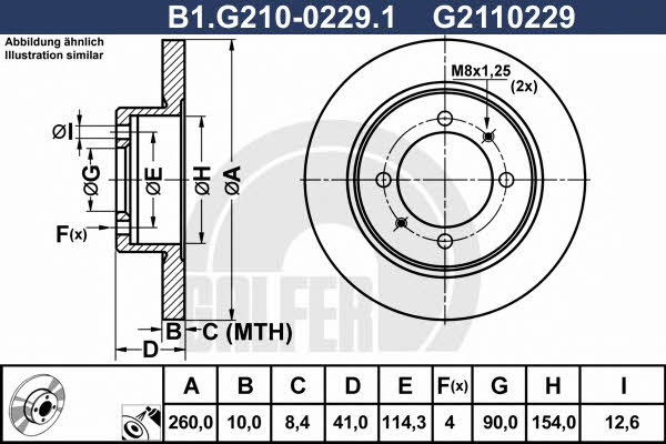 Galfer B1.G210-0229.1 Rear brake disc, non-ventilated B1G21002291