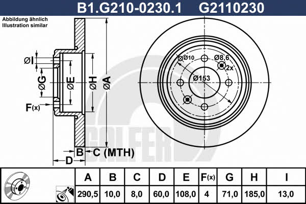 Galfer B1.G210-0230.1 Rear brake disc, non-ventilated B1G21002301