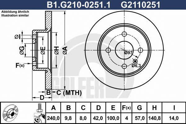 Galfer B1.G210-0251.1 Rear brake disc, non-ventilated B1G21002511