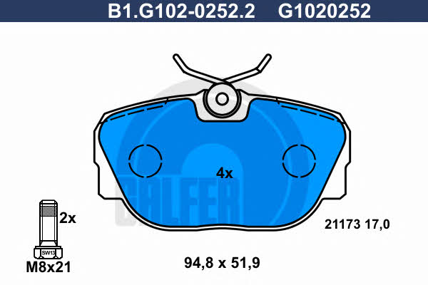 Galfer B1.G102-0252.2 Brake Pad Set, disc brake B1G10202522