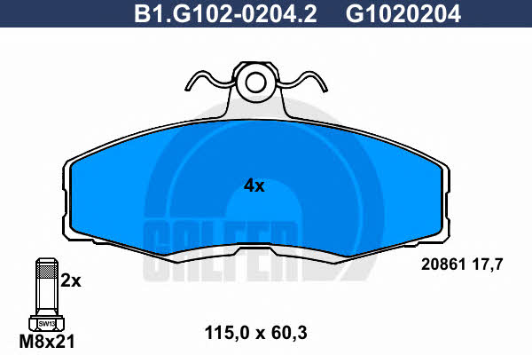Galfer B1.G102-0204.2 Brake Pad Set, disc brake B1G10202042