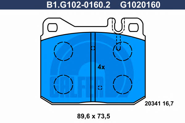 Galfer B1.G102-0160.2 Brake Pad Set, disc brake B1G10201602