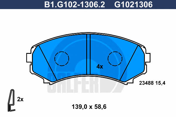 Galfer B1.G102-1306.2 Brake Pad Set, disc brake B1G10213062