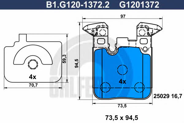 Galfer B1.G120-1372.2 Brake Pad Set, disc brake B1G12013722