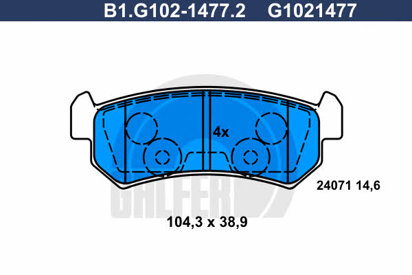 Galfer B1.G102-1477.2 Brake Pad Set, disc brake B1G10214772