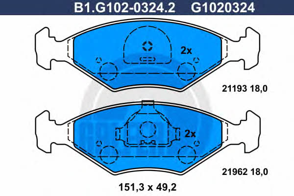 Galfer B1.G102-0324.2 Brake Pad Set, disc brake B1G10203242