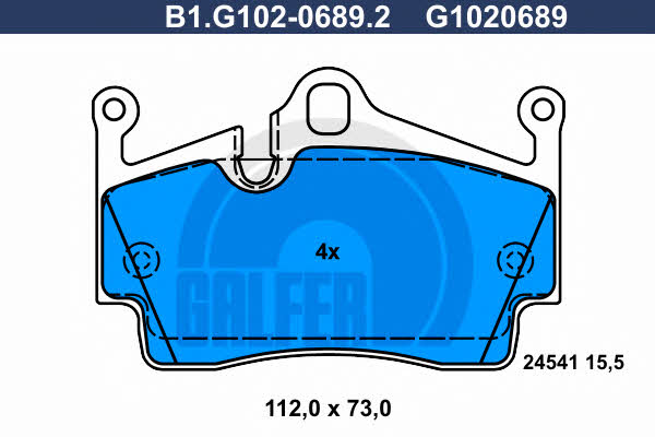 Galfer B1.G102-0689.2 Brake Pad Set, disc brake B1G10206892