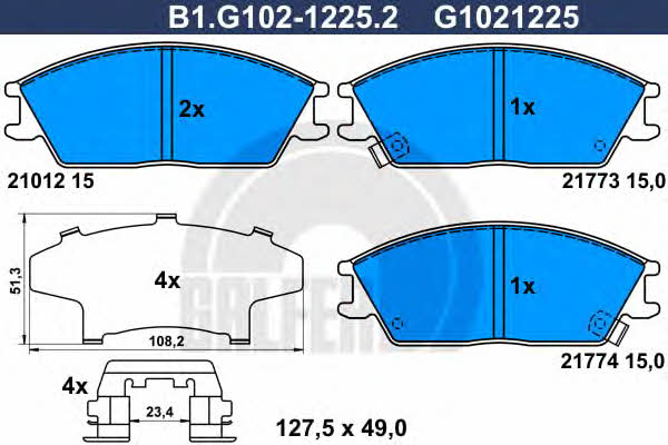Galfer B1.G102-1225.2 Brake Pad Set, disc brake B1G10212252
