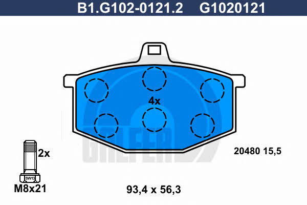 Galfer B1.G102-0121.2 Brake Pad Set, disc brake B1G10201212