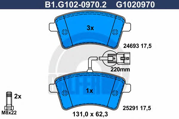 Galfer B1.G102-0970.2 Brake Pad Set, disc brake B1G10209702