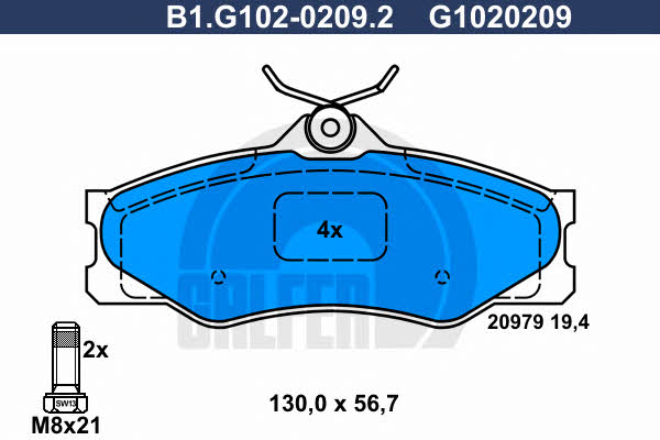 Galfer B1.G102-0209.2 Brake Pad Set, disc brake B1G10202092