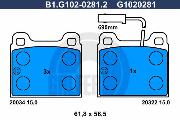 Galfer B1.G102-0281.2 Brake Pad Set, disc brake B1G10202812