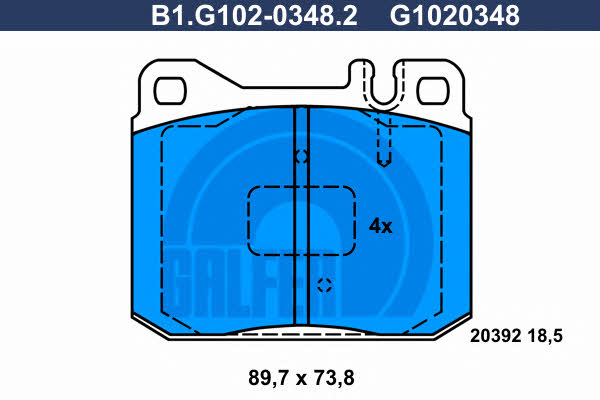 Galfer B1.G102-0348.2 Brake Pad Set, disc brake B1G10203482