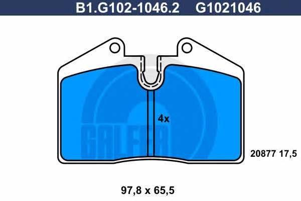 Galfer B1.G102-1046.2 Brake Pad Set, disc brake B1G10210462