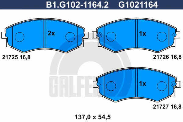 Galfer B1.G102-1164.2 Brake Pad Set, disc brake B1G10211642