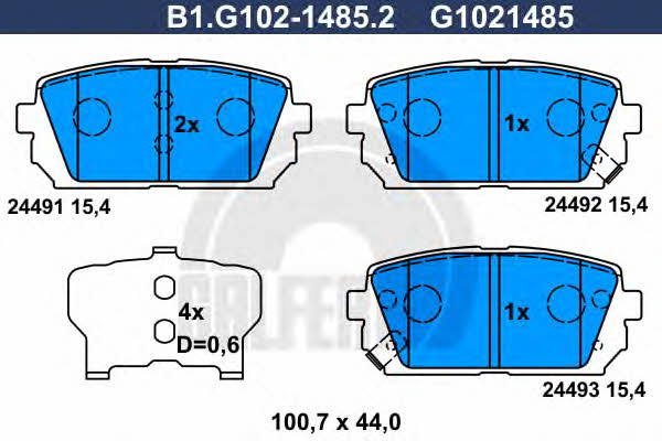 Galfer B1.G102-1485.2 Brake Pad Set, disc brake B1G10214852