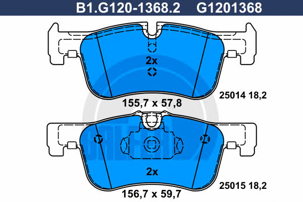 Galfer B1.G120-1368.2 Brake Pad Set, disc brake B1G12013682