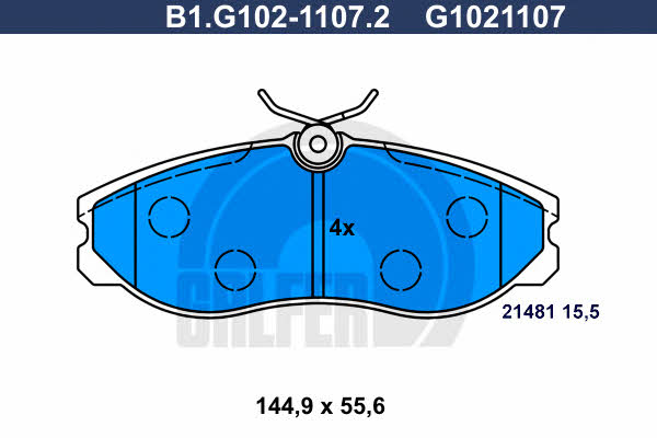 Galfer B1.G102-1107.2 Brake Pad Set, disc brake B1G10211072
