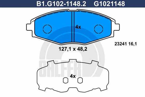 Galfer B1.G102-1148.2 Brake Pad Set, disc brake B1G10211482