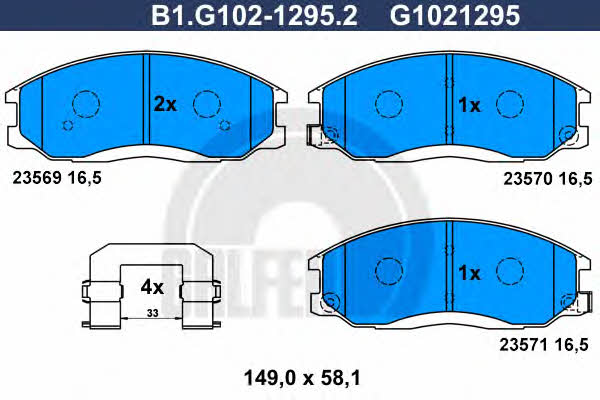 Galfer B1.G102-1295.2 Brake Pad Set, disc brake B1G10212952