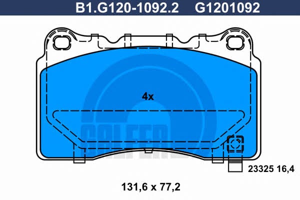 Galfer B1.G120-1092.2 Brake Pad Set, disc brake B1G12010922