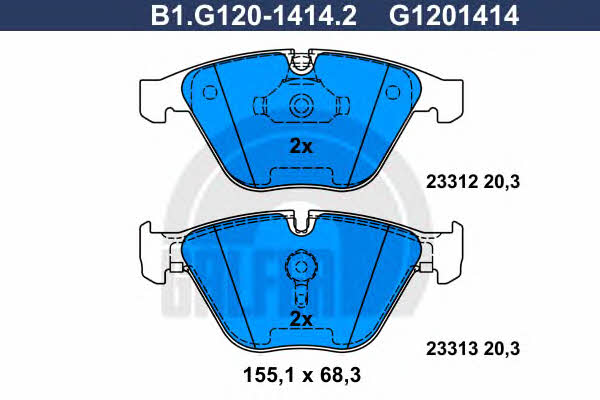 Galfer B1.G120-1414.2 Brake Pad Set, disc brake B1G12014142