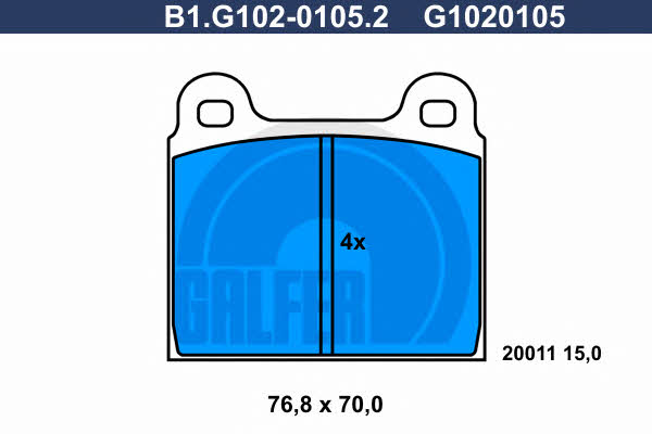 Galfer B1.G102-0105.2 Brake Pad Set, disc brake B1G10201052