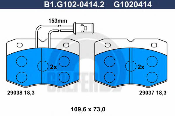 Galfer B1.G102-0414.2 Brake Pad Set, disc brake B1G10204142